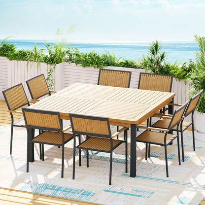 Gardeon Outdoor Dining Set 9 Piece Wooden Table Chairs Setting - Cosy Abode