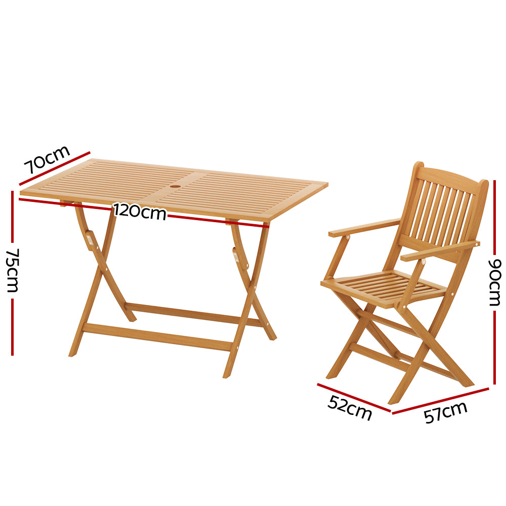 Gardeon Outdoor Dining Set 7 Piece Wooden Table Chairs Setting Foldable - Cosy Abode