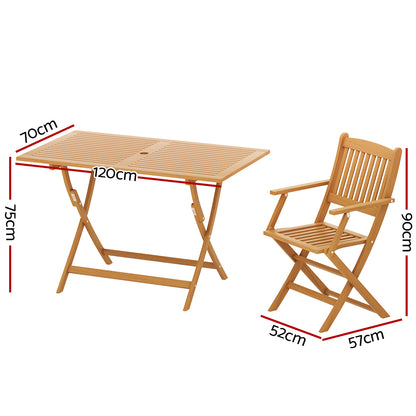 Gardeon Outdoor Dining Set 7 Piece Wooden Table Chairs Setting Foldable - Cosy Abode