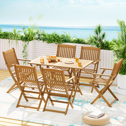 Gardeon Outdoor Dining Set 7 Piece Wooden Table Chairs Setting Foldable - Cosy Abode