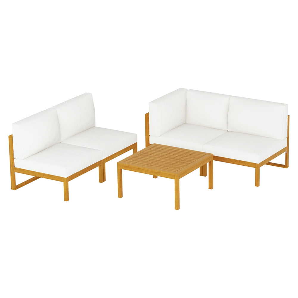 Gardeon 4-Seater Outdoor Sofa Set Wooden Lounge Setting 5PCS - Cosy Abode