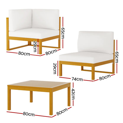 Gardeon 4-Seater Outdoor Sofa Set Wooden Lounge Setting 5PCS - Cosy Abode
