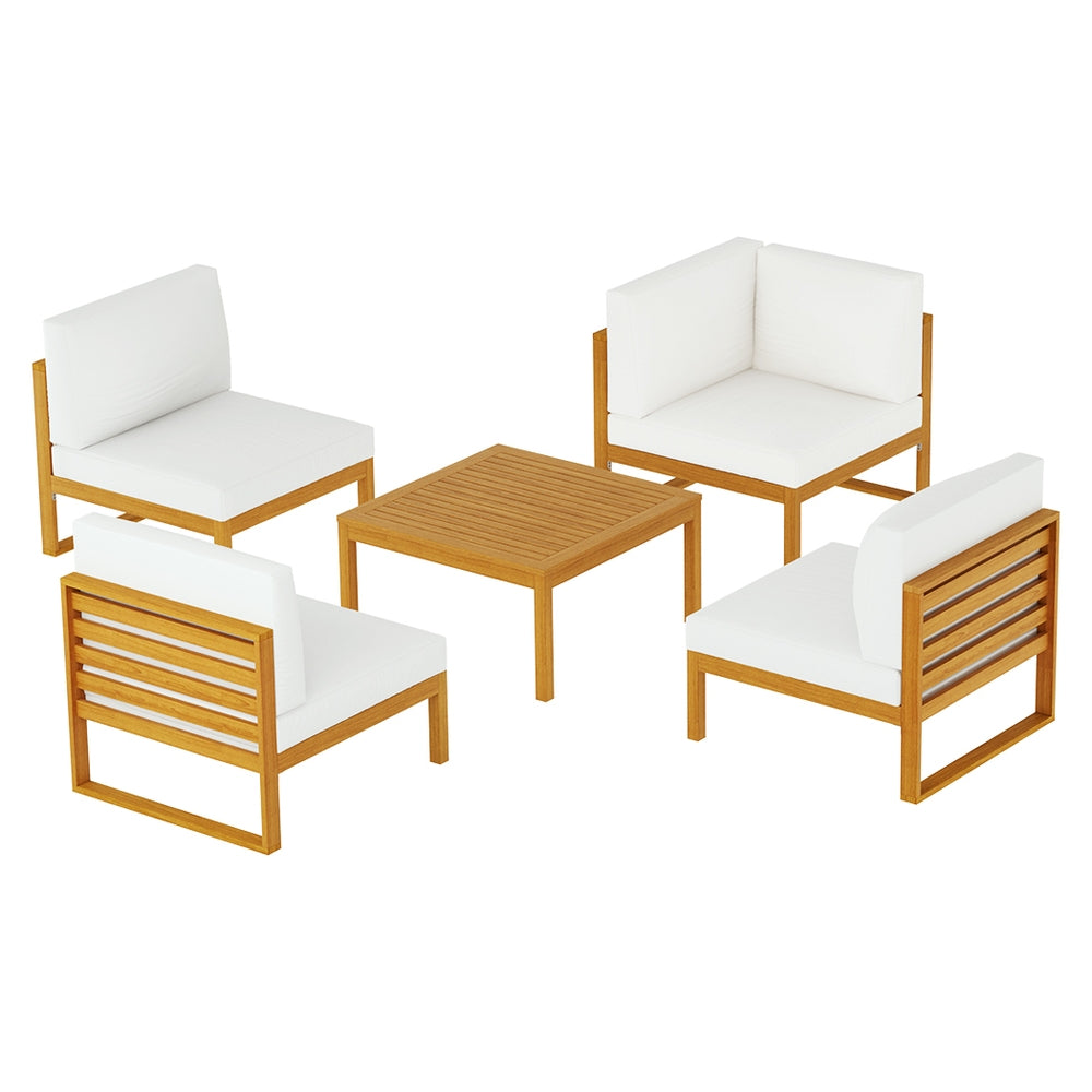 Gardeon 4-Seater Outdoor Sofa Set Wooden Lounge Setting 5PCS - Cosy Abode
