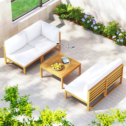 Gardeon 4-Seater Outdoor Sofa Set Wooden Lounge Setting 5PCS - Cosy Abode