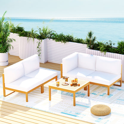 Gardeon 4-Seater Outdoor Sofa Set Wooden Lounge Setting 5PCS - Cosy Abode