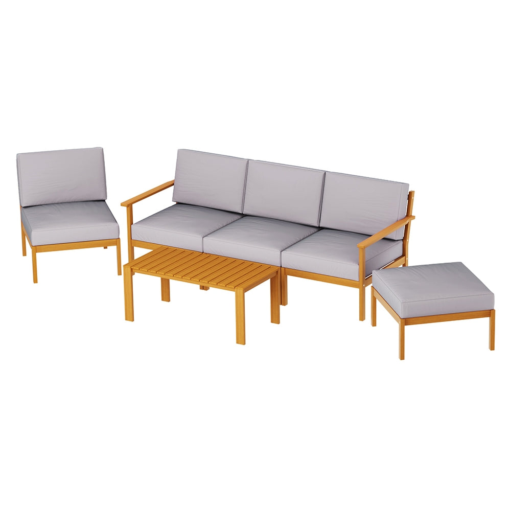 Gardeon 5-Seater Outdoor Sofa Set Wooden Lounge Setting 6PCS - Cosy Abode