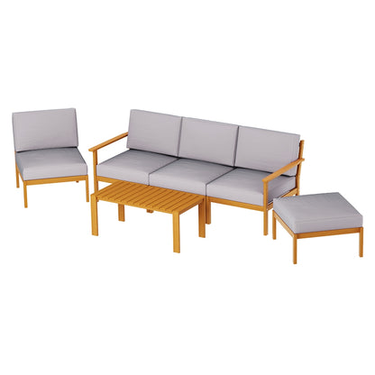Gardeon 5-Seater Outdoor Sofa Set Wooden Lounge Setting 6PCS - Cosy Abode