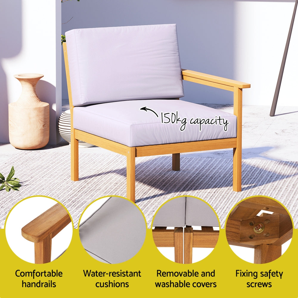 Gardeon 5-Seater Outdoor Sofa Set Wooden Lounge Setting 6PCS - Cosy Abode