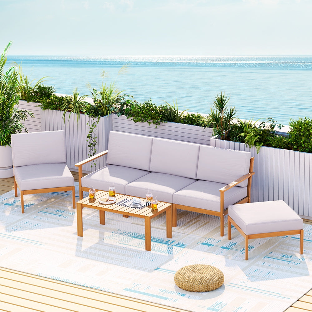 Gardeon 5-Seater Outdoor Sofa Set Wooden Lounge Setting 6PCS - Cosy Abode