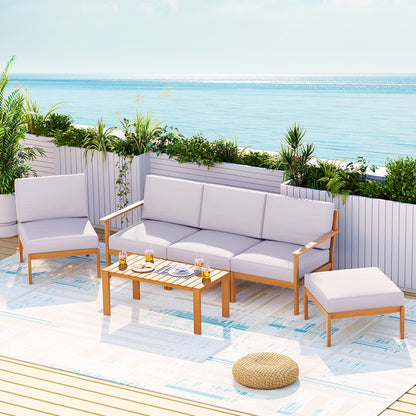 Gardeon 5-Seater Outdoor Sofa Set Wooden Lounge Setting 6PCS - Cosy Abode