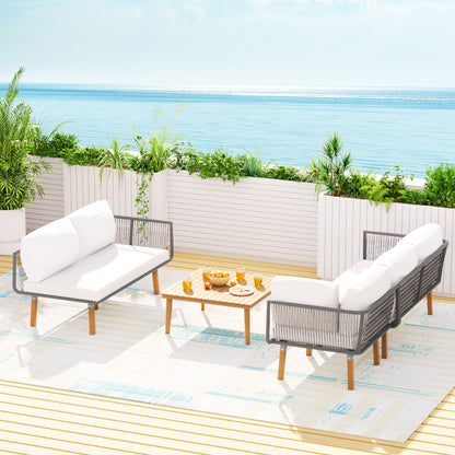 Gardeon 5-Seater Outdoor Sofa Set Wooden Lounge Setting Aluminum - Cosy Abode