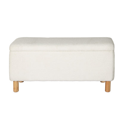 Artiss Storage Ottoman Blanket Box 99cm Teddy Fabric White - Cosy Abode