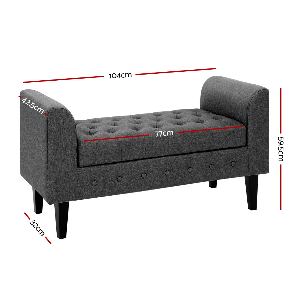 Artiss Storage Ottoman Blanket Box 104cm Linen Grey - Cosy Abode