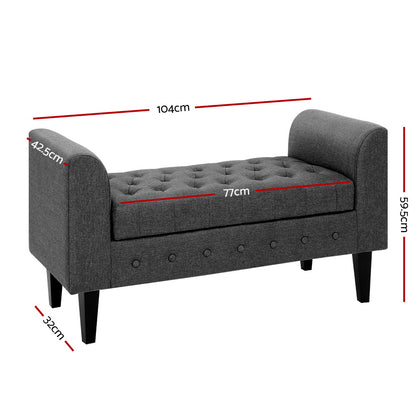 Artiss Storage Ottoman Blanket Box 104cm Linen Grey - Cosy Abode