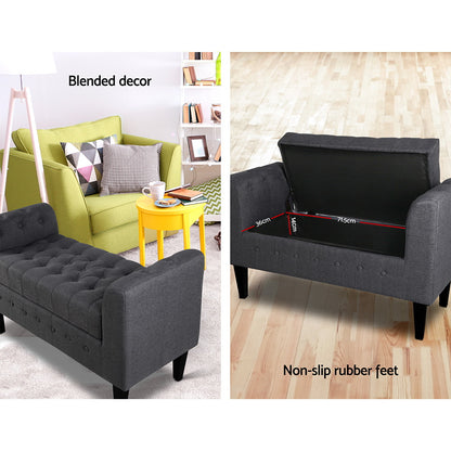 Artiss Storage Ottoman Blanket Box 104cm Linen Grey - Cosy Abode