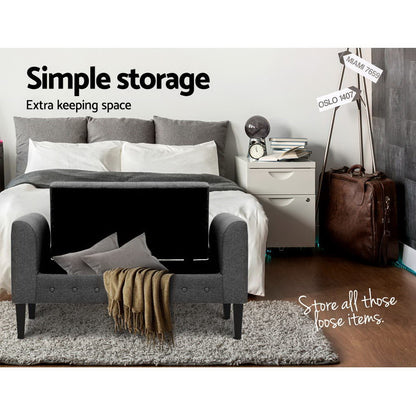 Artiss Storage Ottoman Blanket Box 104cm Linen Grey - Cosy Abode