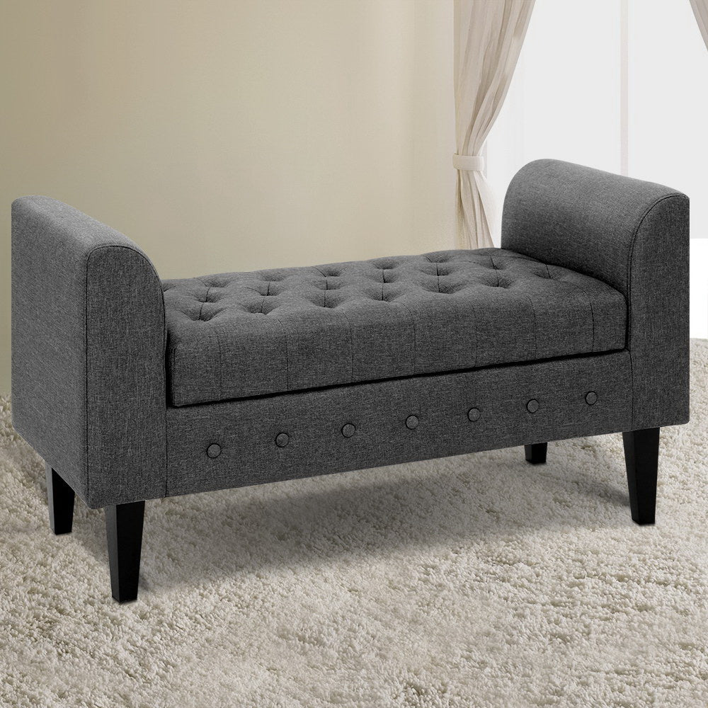 Artiss Storage Ottoman Blanket Box 104cm Linen Grey - Cosy Abode