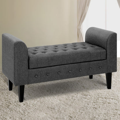 Artiss Storage Ottoman Blanket Box 104cm Linen Grey - Cosy Abode