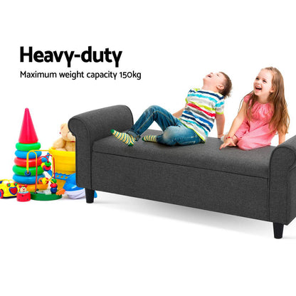 Artiss Storage Ottoman Blanket Box 125cm Arm Linen Grey - Cosy Abode