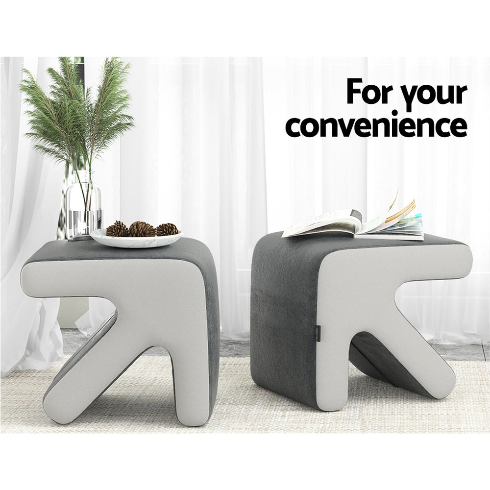Artiss Ottoman Foot Stool Arrow Linen Grey - Cosy Abode
