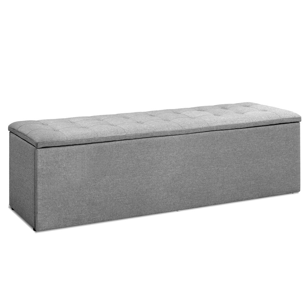 Artiss Storage Ottoman Blanket Box 140cm Linen Grey - Cosy Abode