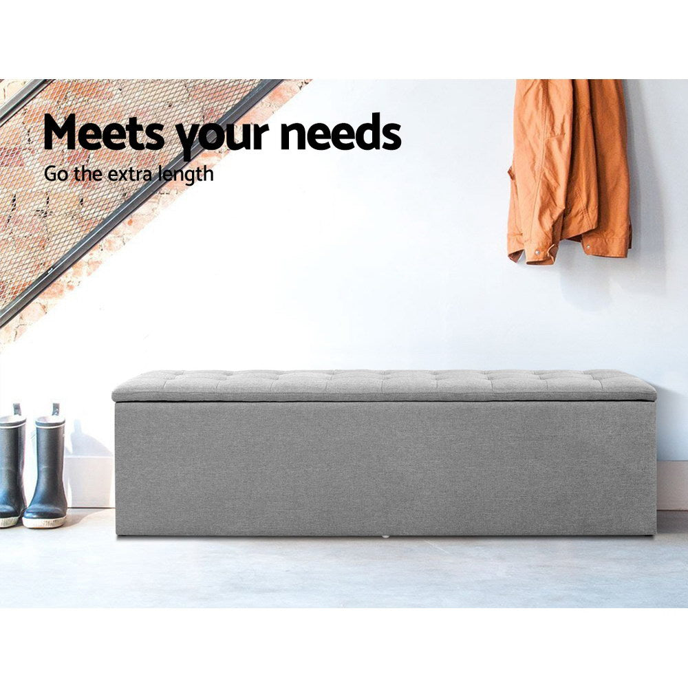 Artiss Storage Ottoman Blanket Box 140cm Linen Grey - Cosy Abode