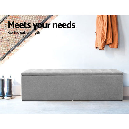 Artiss Storage Ottoman Blanket Box 140cm Linen Grey - Cosy Abode