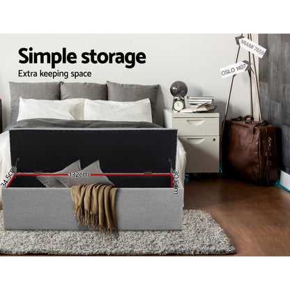 Artiss Storage Ottoman Blanket Box 140cm Linen Grey - Cosy Abode