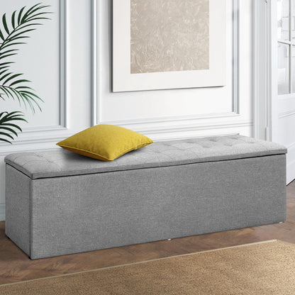 Artiss Storage Ottoman Blanket Box 140cm Linen Grey - Cosy Abode