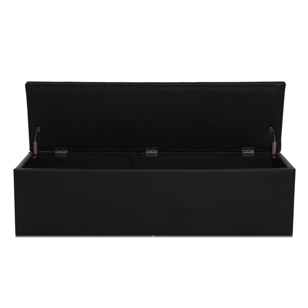 Artiss Storage Ottoman Blanket Box 140cm Leather Black - Cosy Abode