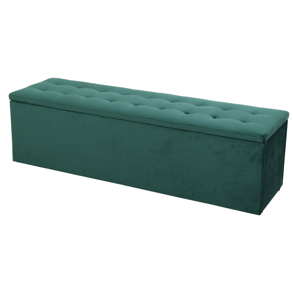 Artiss Storage Ottoman Blanket Box 140cm Velvet Green - Cosy Abode