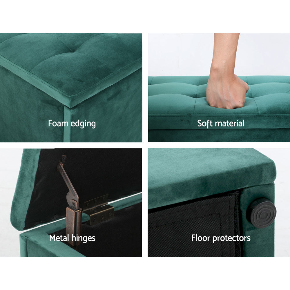 Artiss Storage Ottoman Blanket Box 140cm Velvet Green - Cosy Abode