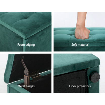 Artiss Storage Ottoman Blanket Box 140cm Velvet Green - Cosy Abode