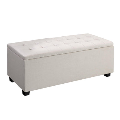 Artiss Storage Ottoman Blanket Box 97cm Linen Beige - Cosy Abode