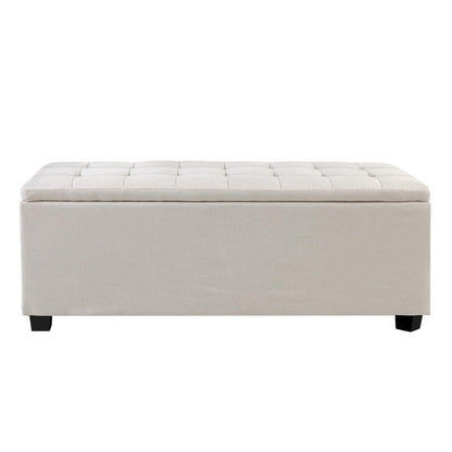 Artiss Storage Ottoman Blanket Box 97cm Linen Beige - Cosy Abode