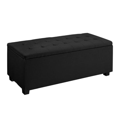 Artiss Storage Ottoman Blanket Box 97cm Linen Black - Cosy Abode