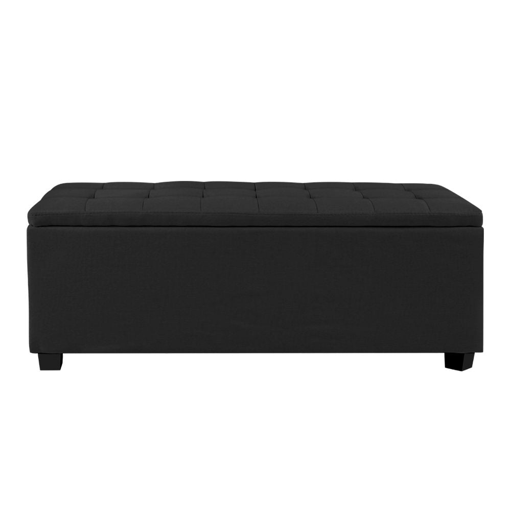 Artiss Storage Ottoman Blanket Box 97cm Linen Black - Cosy Abode