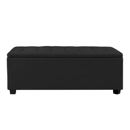 Artiss Storage Ottoman Blanket Box 97cm Linen Black - Cosy Abode
