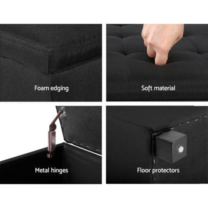 Artiss Storage Ottoman Blanket Box 97cm Linen Black - Cosy Abode