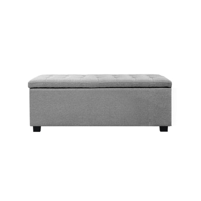 Artiss Storage Ottoman Blanket Box 97cm Linen Light Grey - Cosy Abode