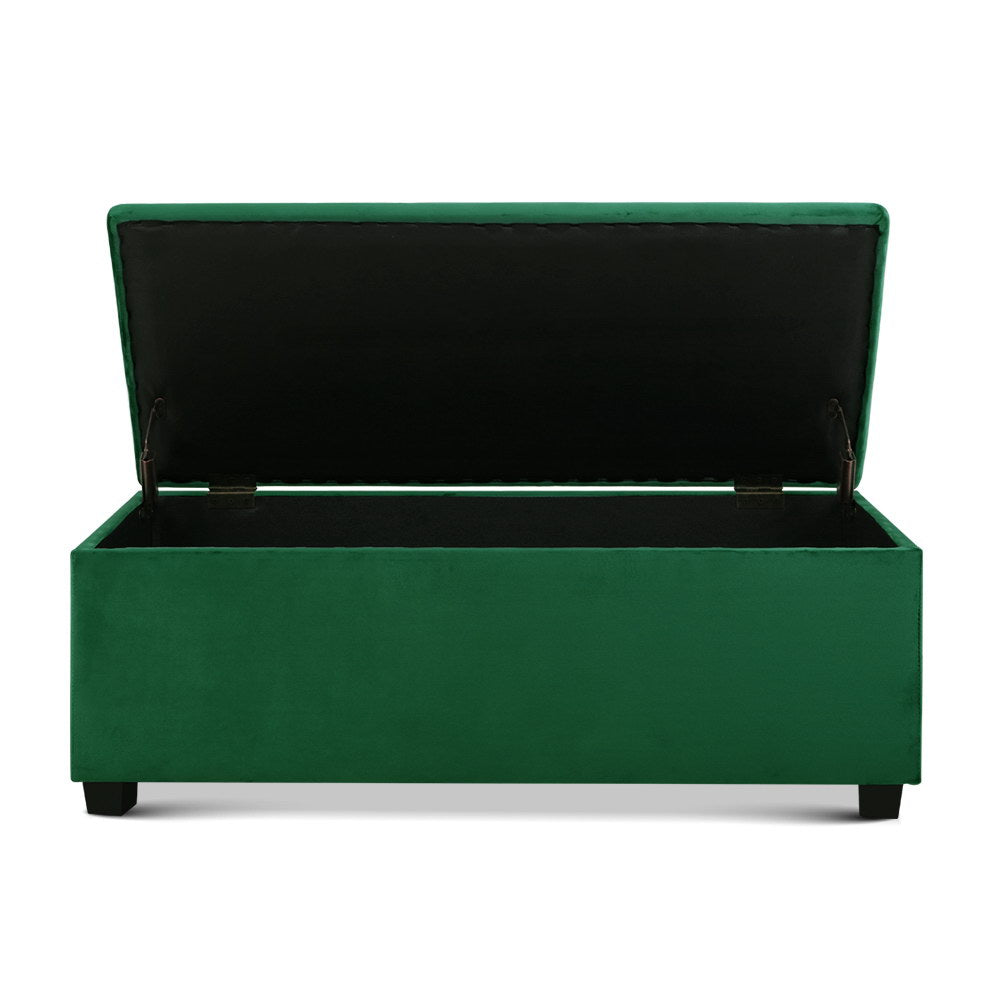 Artiss Storage Ottoman Blanket Box 98cm Velvet Green - Cosy Abode