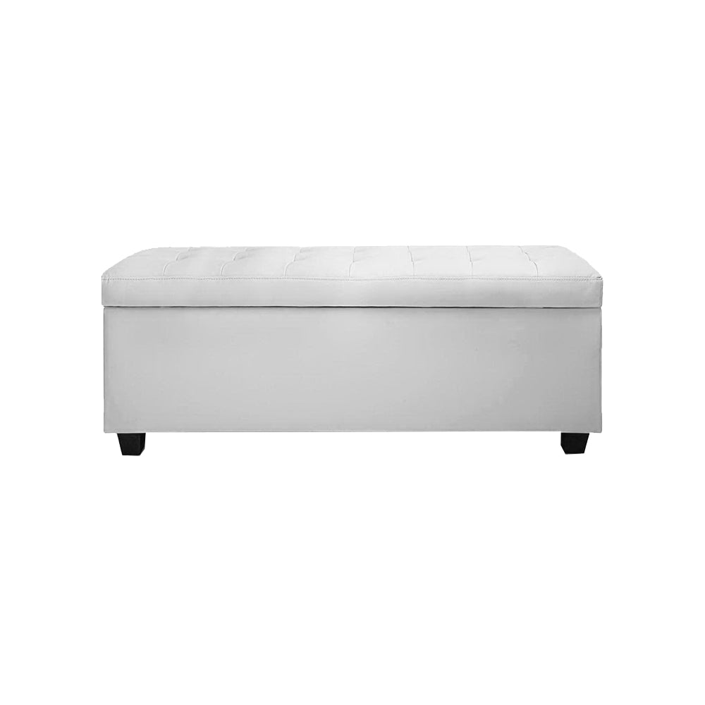 Artiss Storage Ottoman Blanket Box 97cm Leather White - Cosy Abode