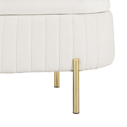 Artiss Storage Ottoman Blanket Box 87cm Velvet Oval White - Cosy Abode