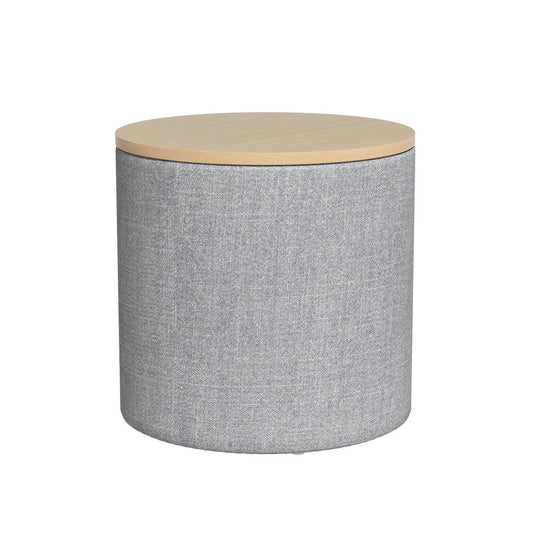 Artiss Storage Ottoman Blanket Box 40cm Linen Round Grey - Cosy Abode