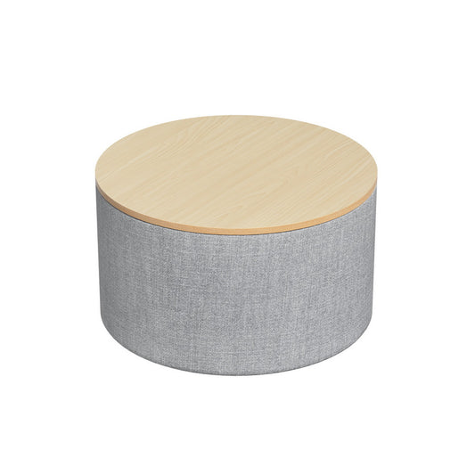 Artiss Storage Ottoman Blanket Box 60cm Linen Round Grey - Cosy Abode