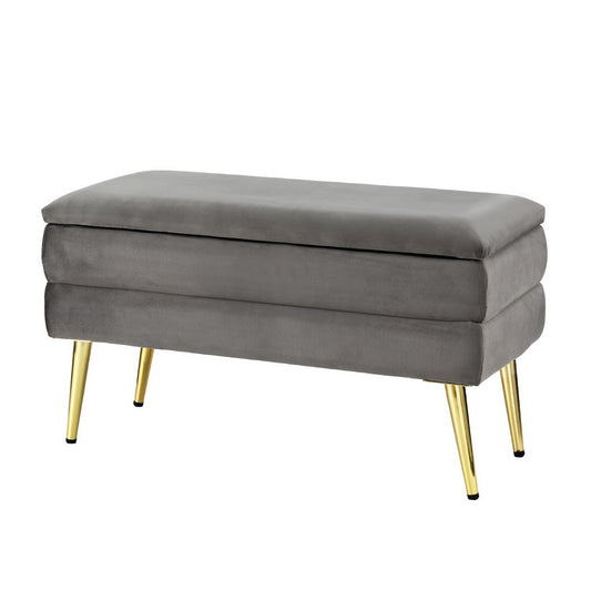Artiss Ottoman Storage Foot Stool Velvet Grey - Cosy Abode