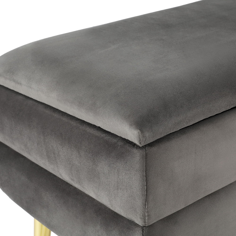 Artiss Ottoman Storage Foot Stool Velvet Grey - Cosy Abode