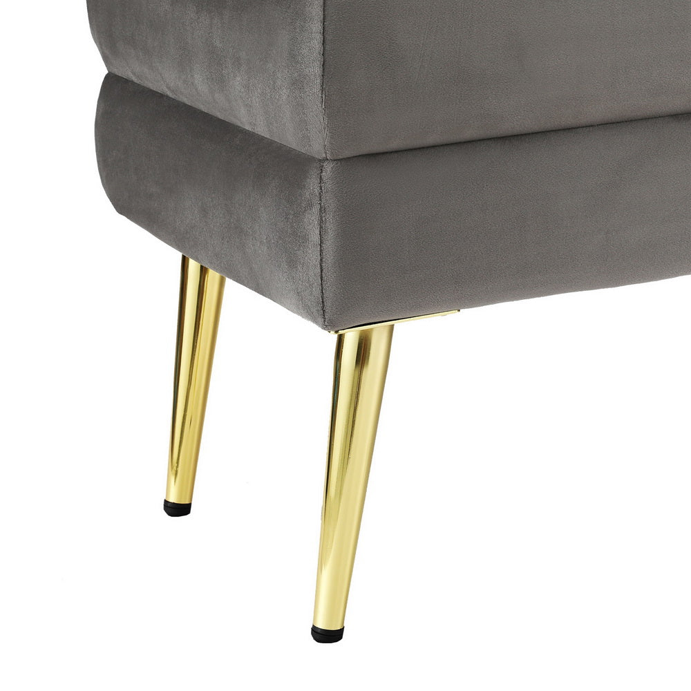 Artiss Ottoman Storage Foot Stool Velvet Grey - Cosy Abode