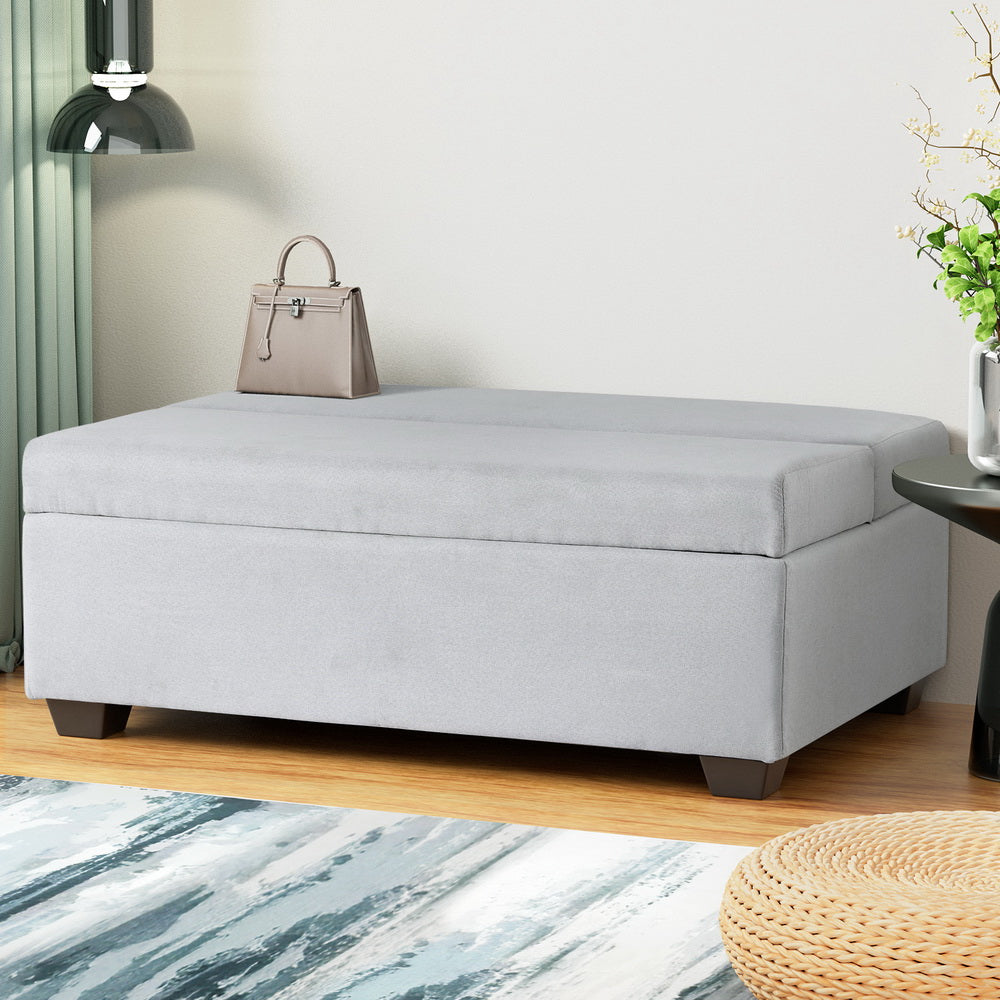 Artiss Ottoman Storage Sofa Bed 112cm Foldable Grey - Cosy Abode