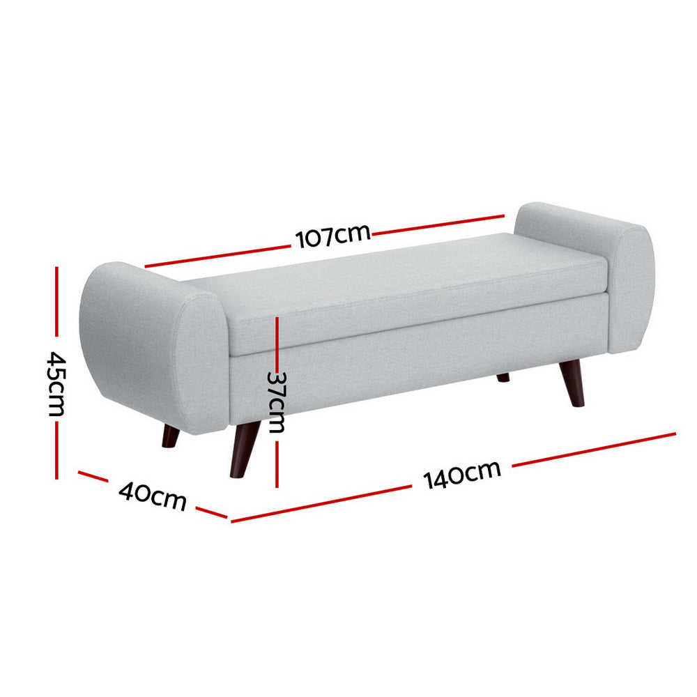 Artiss Storage Ottoman Blanket Box Armrest 140cm Grey - Cosy Abode